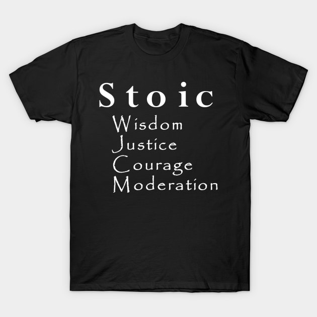 Four Virtues of Stoicism T-Shirt by Comic Dzyns